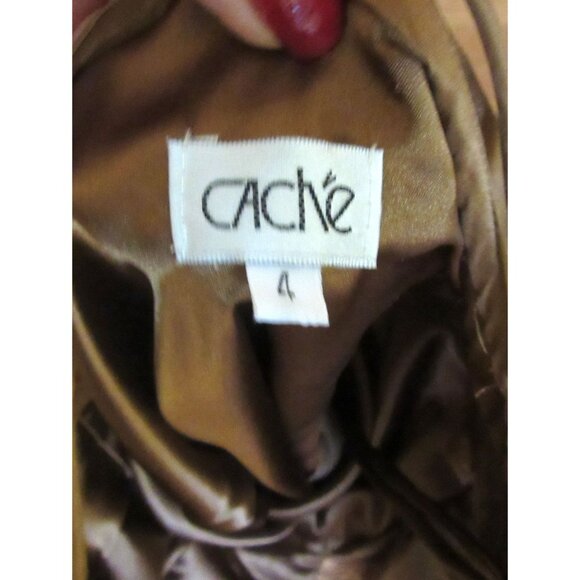 Cache Brown Silk Halter Handkerchief Style Midi Dress Size 4 - Picture 11 of 11